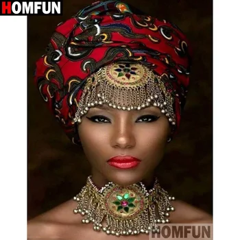 

HOMFUN Full Square/Round Drill 5D DIY Diamond Painting "African beauty" 3D Diamond Embroidery Cross Stitch Home Decor A20191
