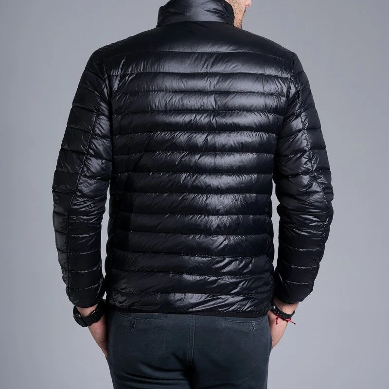 Winter Padded Jacket Men's Thin Duck Down Collar Casual Warm Coats Outerwear Parka Plus Size 5XL 6XL