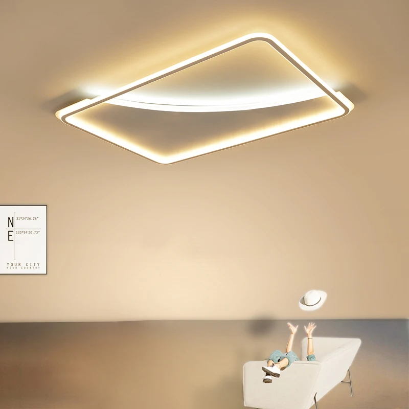 

black/white modern Led ceiling lights for foyer rectangle ceiling lamp art deco surface mounted AC90V-260V lamparas de techo