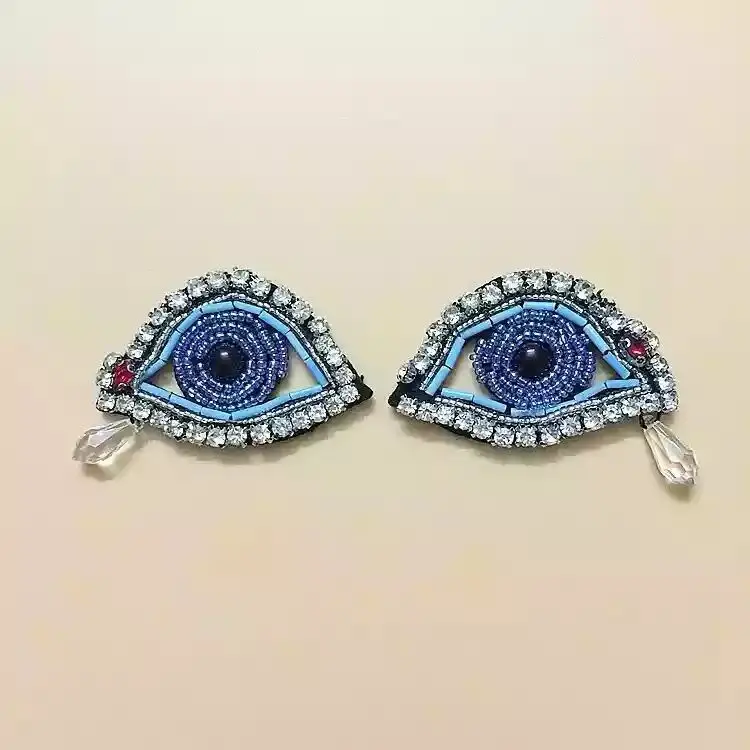 

New Design 3D Beading Eyeball Eyes Patches Handmade Beaded Patch Sewing on Clothing Shoes Bags DIY Decal Apparel Accessories