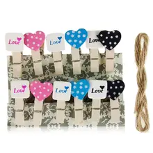 12Pcs Beautiful Mini font b Heart b font Love Wooden Photo Paper Peg font b Pin