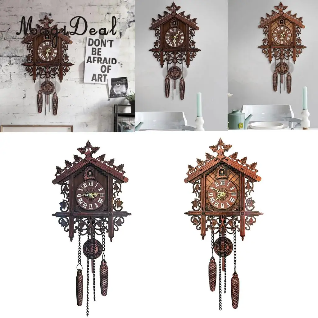 MagiDeal Decorative Wood Wooden Cuckoo Wall Clock for Home Decoration Christmas Housewarming Wedding Gifts