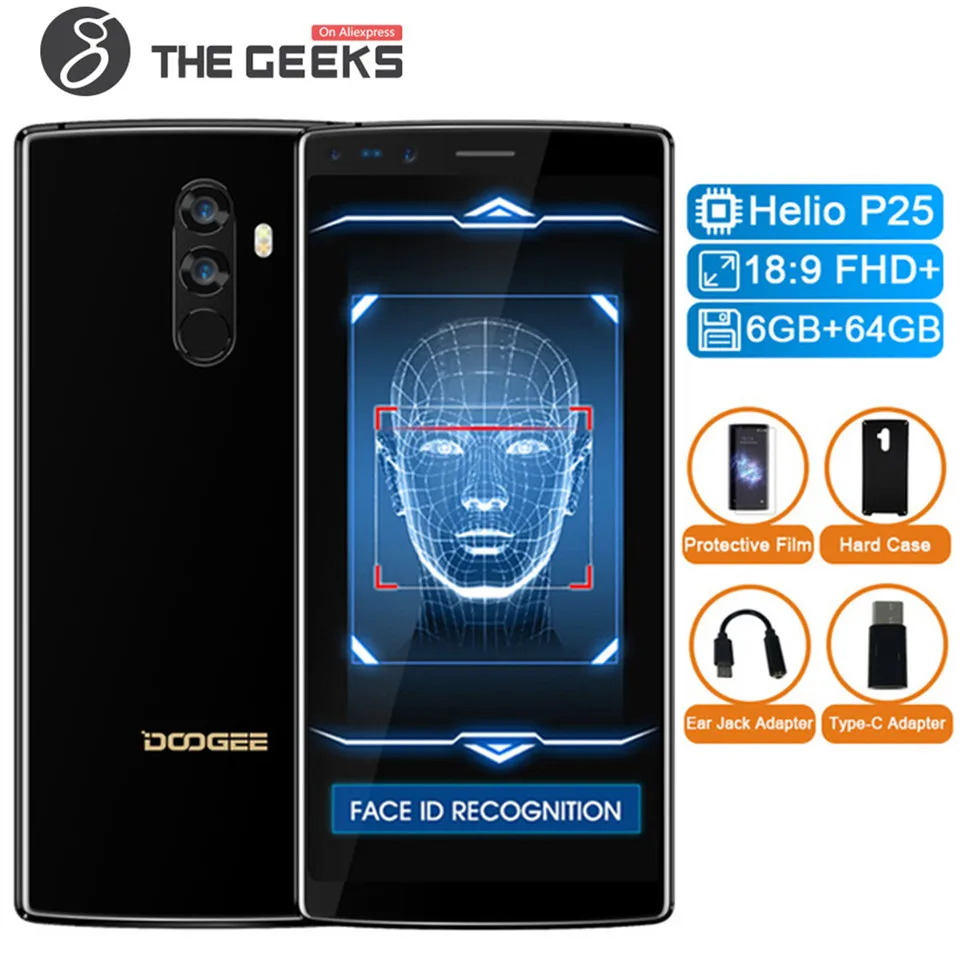 

DOOGEE Mix 2 Android 7.1 4060mAh 5.99'' FHD+ Helio P25 Octa Core 6GB RAM 64GB ROM Smartphone Quad Camera 16.0+13.0MP 8.0+8.0MP