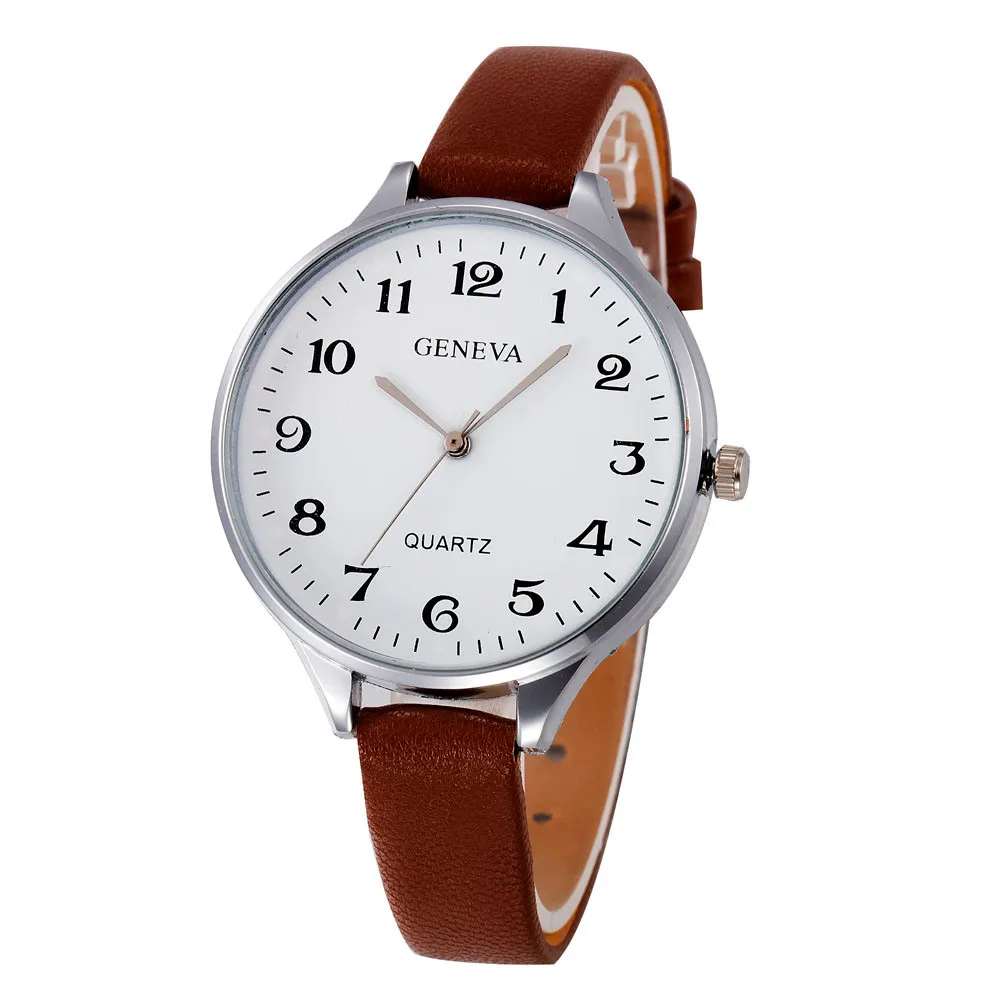 GENEVA Women Watch Luxury Brand Casual Simple Quartz Clock montre Femme Clock For Women Leather Strap Wrist Watch Reloj Mujer