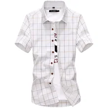 Plaid shirts Men Short Sleeved Summer Casual Shirt  Big Size ~5XL