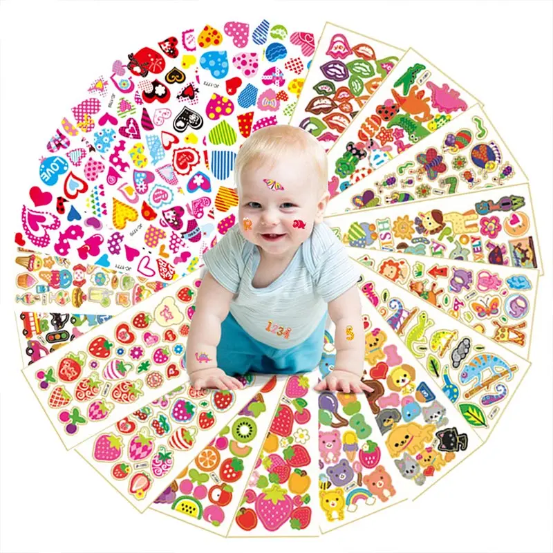 

Big 3D Stickers for Kids,Children Cartoon Anime Stickers Puzzle Early Educational Toys Kindergarten Reward Bubble Stickers Gift