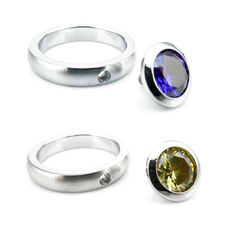 DIY 12 Colors Round Birthstones Zircon Stones 316 Stainless Steel Rings Wedding for Women wedding rings finger rings womens ring jewelry rings ring jewelry round rings