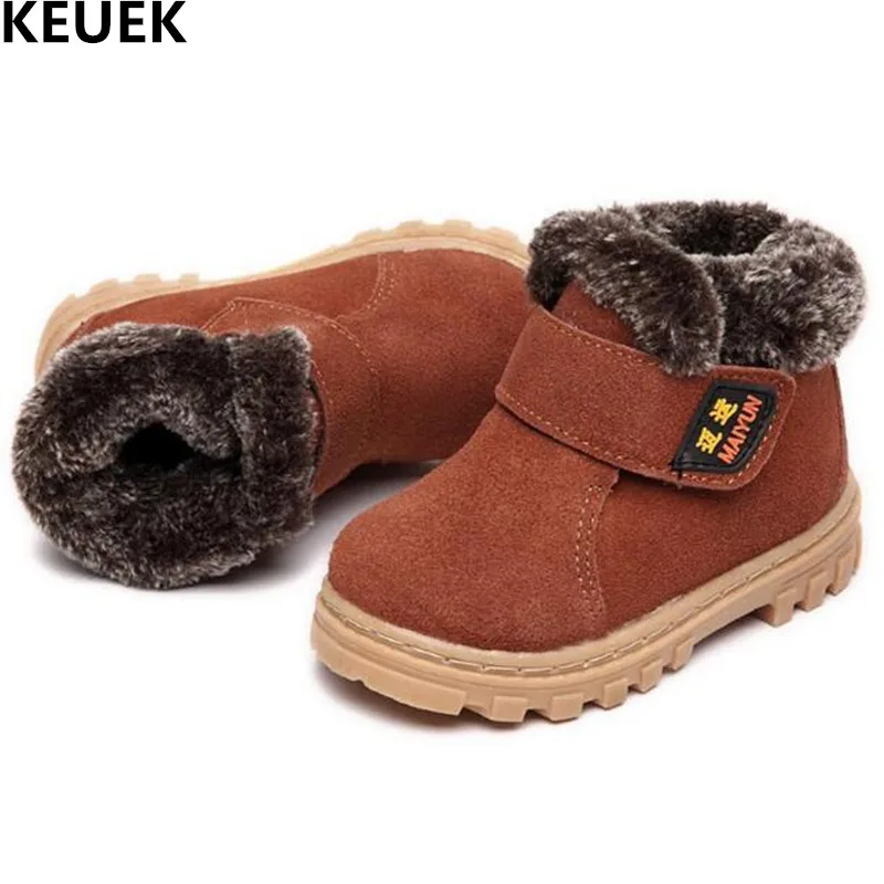 

2018 New Winter Warm Shoes Children Snow Boots Boys Girls Genuine Leather Martin boots Baby Plush Ankle Boots Kids Shoes 018