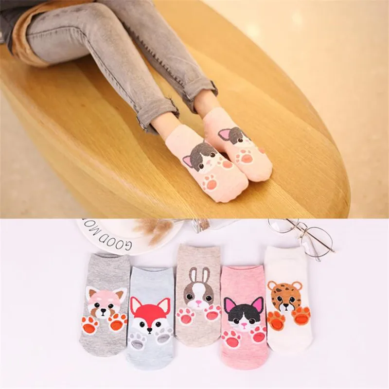 

Kawaii Animal Woman Socks Short 3D Cat Fox Dog Tiger Cartoon Cute Funny Socks For Female Girl Boat Socks Short Cotton Meias