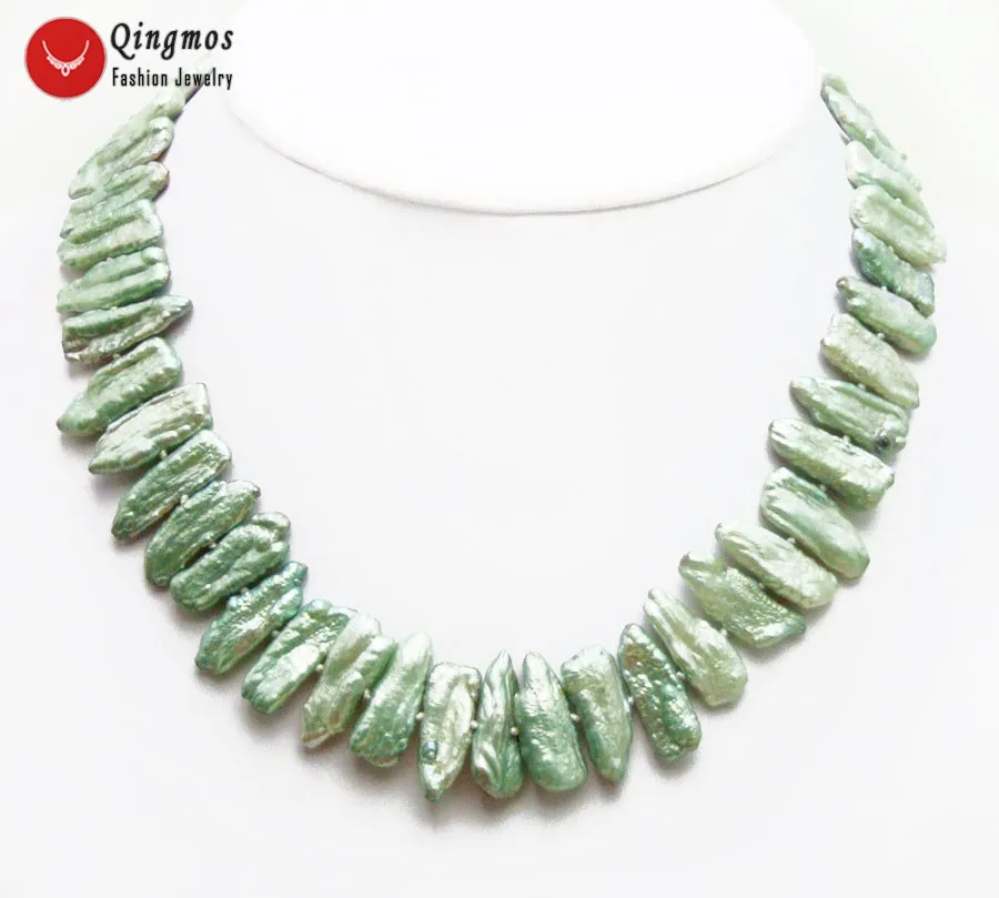 

Big 20-25mm Green Natural freshwater Biwa Pearl 17'' Necklace-nec6293 Wholesale/retail Free shipping