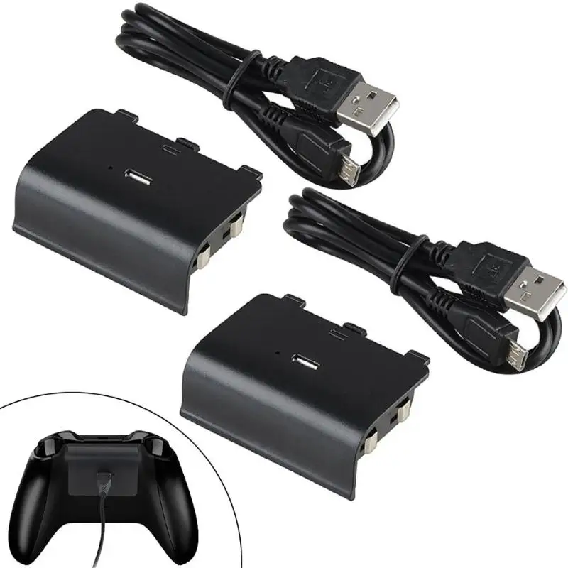 

2 pieces DC 5V 2400mAh NiMH Rechargeable Replacement Battery Pack for XBOX ONE Controller with 2pcs Micro USB Charging Cable