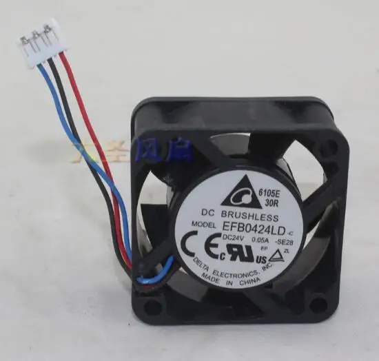 

DELTA EFB0424LD 4020 40*40*20MM 4cm 0.05A DC 24V 3-wire Ultra Quiet Converter Chassis Cooling Fan