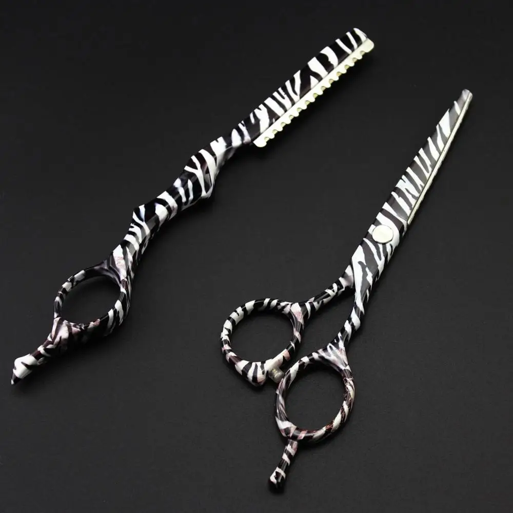 5," набор Профессиональная парикмахерская парикмахерские ножницы Ножницы Парикмахерские филировочные ножницы распродажа - Цвет: Zebra pattern