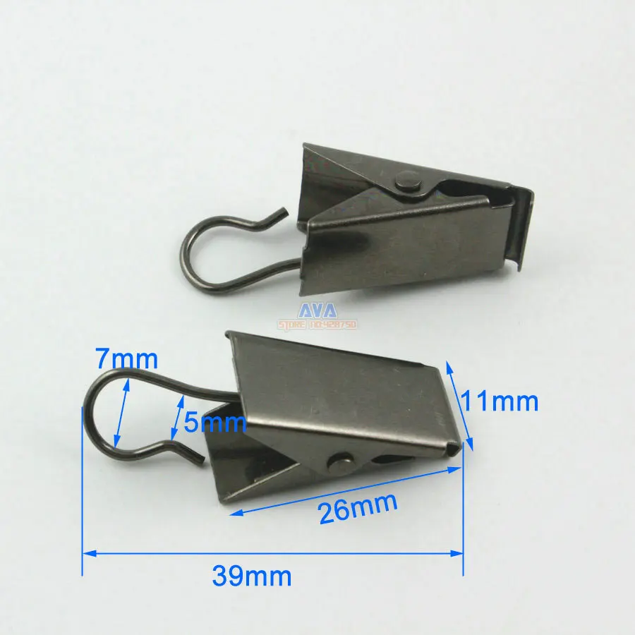 50 Pieces 39x11mm Gunmetal Hook Clips for Curtain Drapery