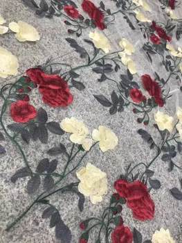 

Fashion Hot Sale Multicolor Flower Net Embroidered Fabric African Lace Material Sew On Wedding Dress Clothes Fabric Patchwork