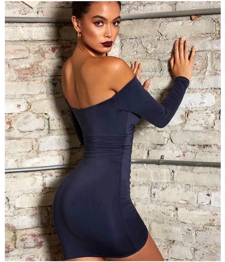 Женская плиссированная юбка в стиле хип-клуба на шнуровке с вырезом лодочкой, сексуальные юбки с длинным рукавом и открытыми плечами, Осенние вечерние мини-юбки Vestidos