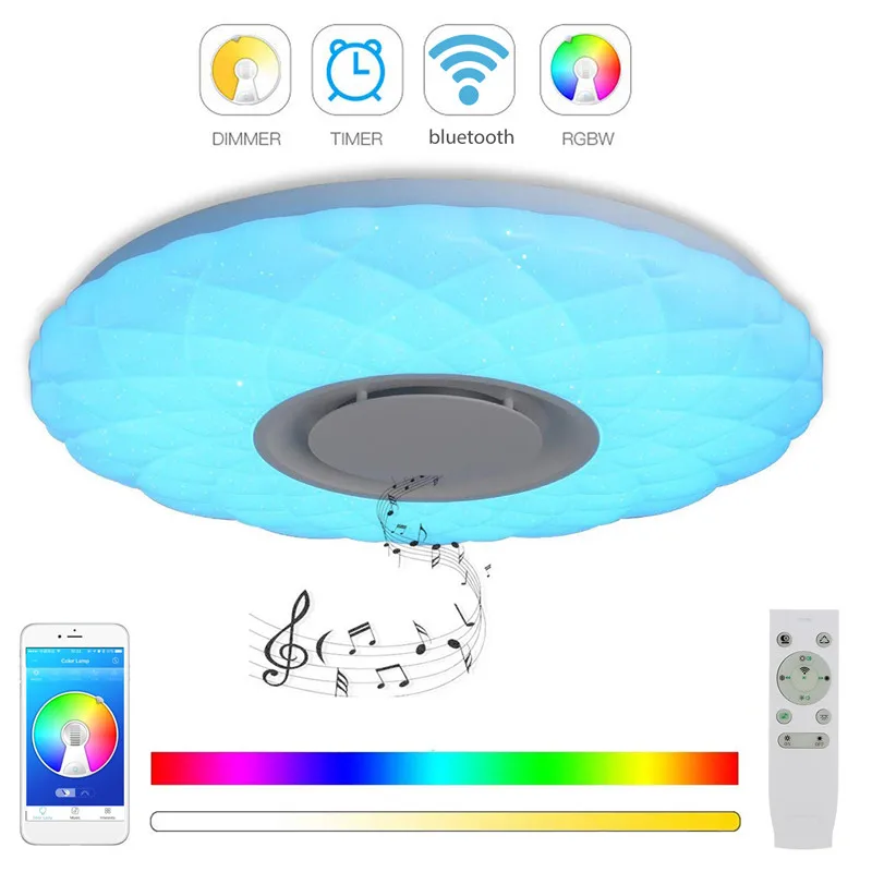 RGB музыкальный светодиодный потолочный светильник с bluetooth-управлением, светильник ing с заподлицо для спальни, потолочный светильник, светильники AC85-265V