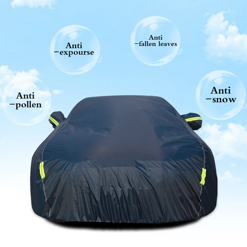 Universal Full Car Covers Snow Ice Dust Sun UV Shade Cover Dark Blue Auto Car Outdoor Protector Cover Auto Exterior Accessories