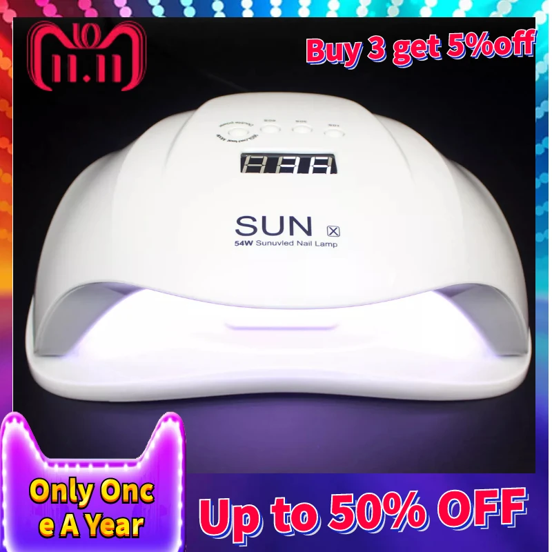 

54W SUN X LED UV Lamps Auto Sensing Machine Cure UV Gel LCD Time Display Motion Dryer For Curing Gel Polish Nail Art Tools