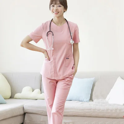 

Summer Women Hospital Medical Scrub Clothes Set Dental Clinic and Beauty Salon Nurse UniformFashionable Design Slim Fit sxq52