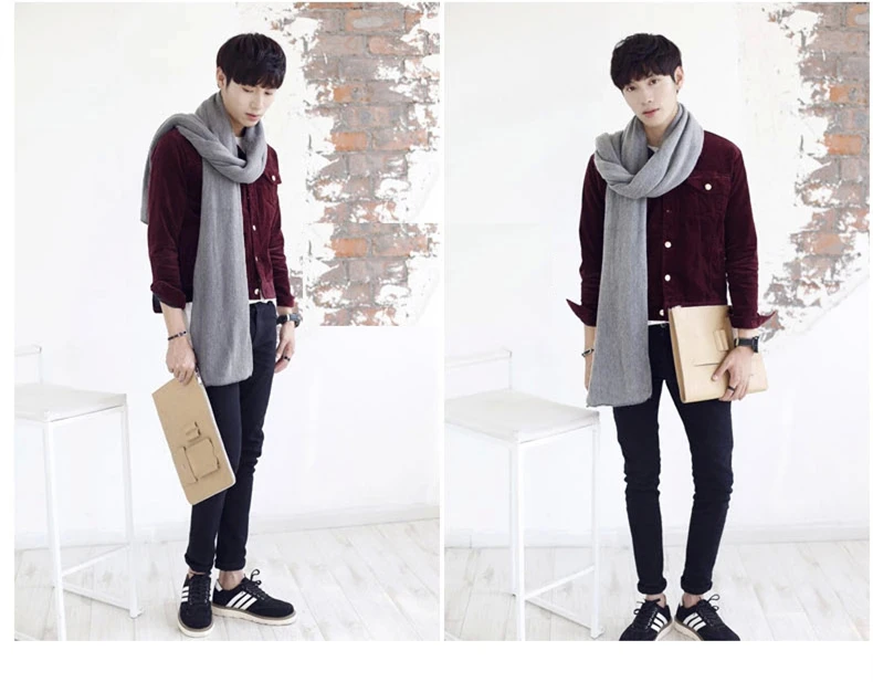 2022 New Arrived Brand Men Scarf Knit Spring Winter Scarves Long Size Male Warmer Women's Solid Color Wool Bufanda wool scarf mens