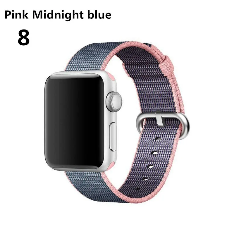 Ремешок Nato для apple watch Band 42 мм 38 мм iwatch band 44 мм/40 мм наручный Браслет apple watch 4 - Band Color: pink Midnight blue8