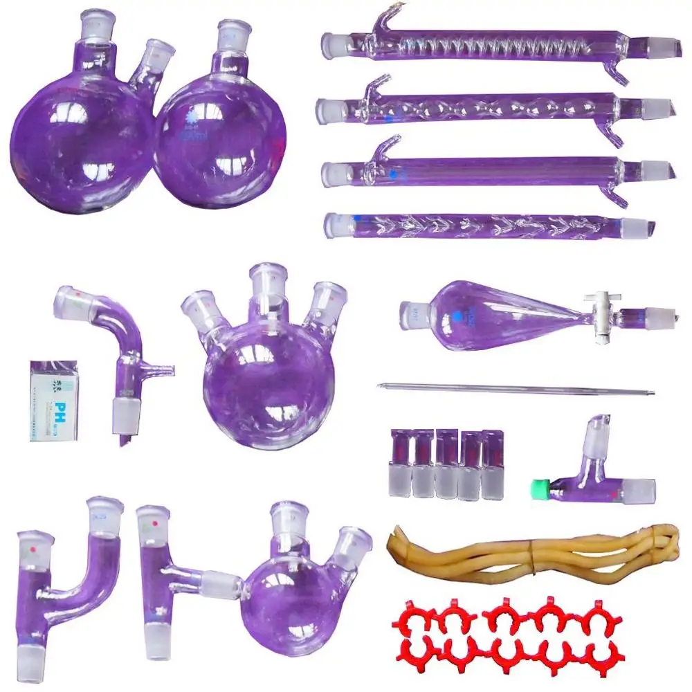 

31 Pcs New Laboratory Essential Oil Steam Distillation Apparatus Glassware Kit Full Set w/Graham Condenser Thermometer