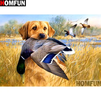 

HOMFUN Full Square/Round Drill 5D DIY Diamond Painting "Dog bird" Embroidery Cross Stitch 5D Home Decor Gift A14149