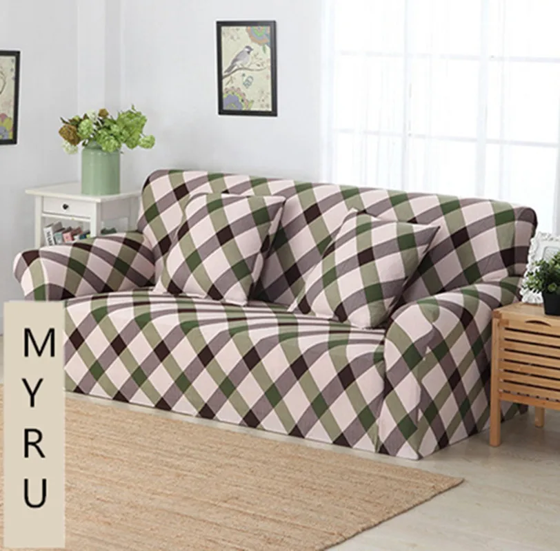 Europe Plaid Sofa Slipcovers Tight Wrap All inclusive Slip resistant