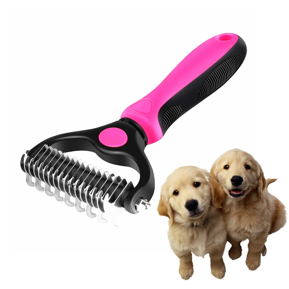 

QQQPET Hair Removal Comb for Dogs Cat Detangler Trimming Dematting Deshedding Brush Grooming Tool For matted Long Hair Curly Pet
