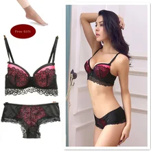 Bra set Lace Lingerie Set Bra and Panty Set Sexy Push Up Bras B C Cup Lingerie Set Intimates Underwear Women Set Plus Size women sexy latex lingerie underwear red rubber lingerie set with bra and shorts plus size hot sale customize service