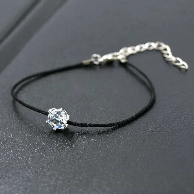 BPPCCR Thin Red Rope Thread String Bracelets for Women Girls Silver Color Austrian Crystals AAA Zircon Lucky Charm Bracelet Pulsears bracelet jewelry