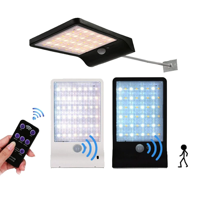 

48 LED Solar Street Light PIR Motion Sensor Lamps Garden Security Lamp 3 Modes Dimmable With Controller Outdoor Wall Light