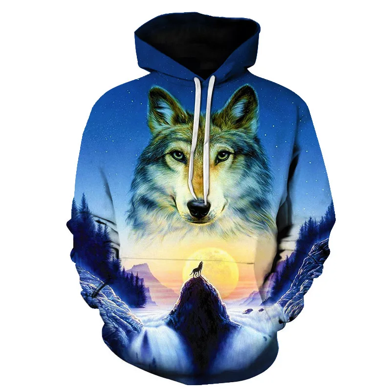 wolf print hoodie