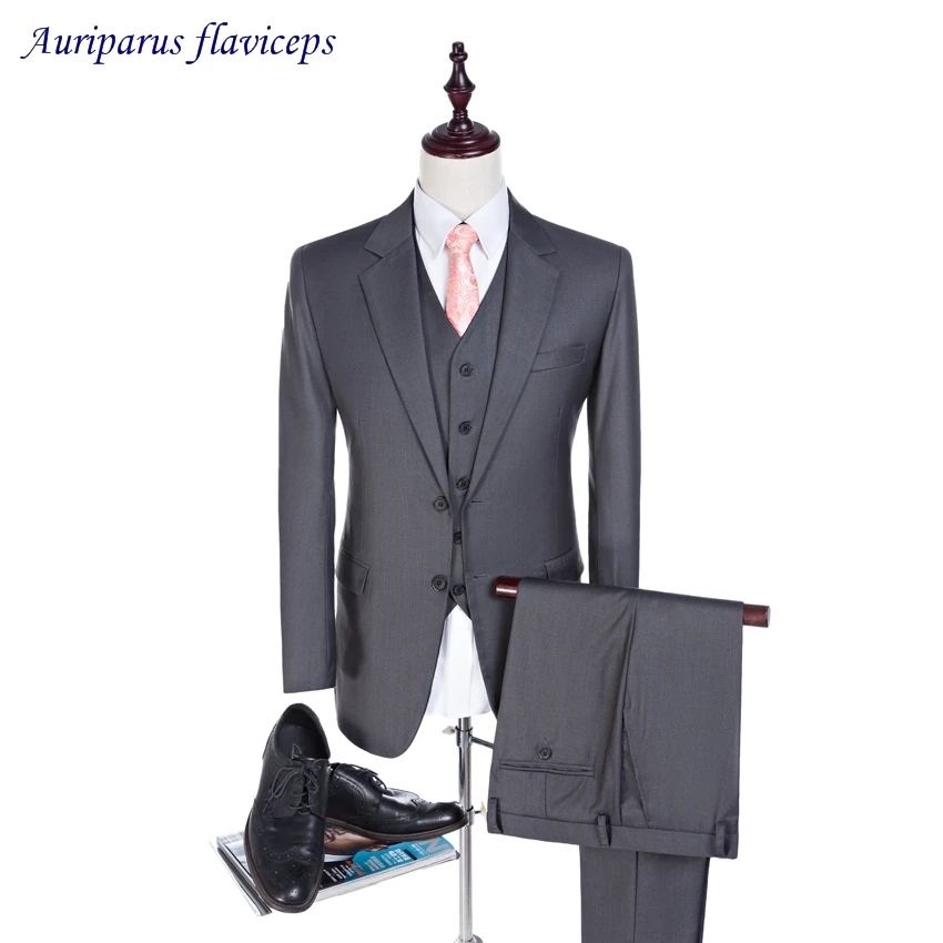 

Classic Style Gray Wedding Suit Groomsman Suit 2 Buttons Groom Tuxedos Business Suit Custom Made Man Suit(Jacket+pants+vest)