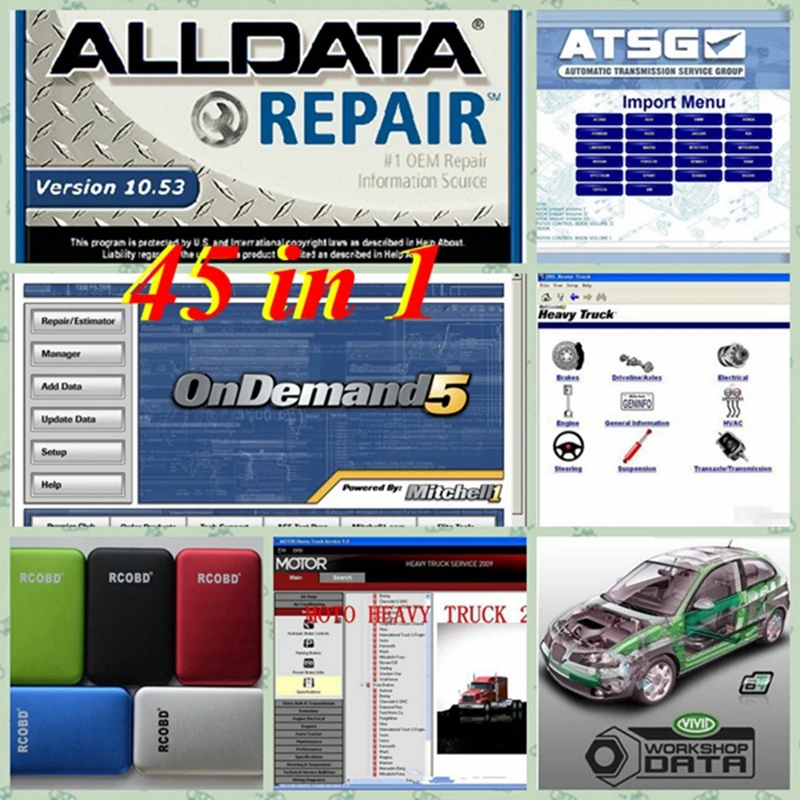 Последние Alldata 10 53 и mi tchell 2015 ondemand Elsa6.0 тяжелый грузовик vivid workshop data software 45 в 1 ТБ