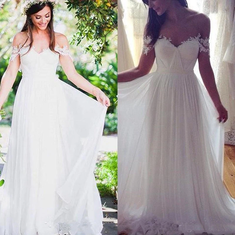flowy off the shoulder wedding dress