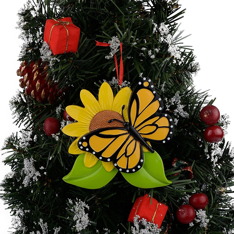 Personalized Butterfly Decorative Hanging Ornaments with big yellow sunflower