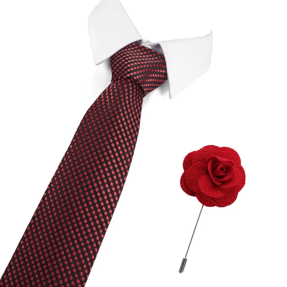 Галстук и брошь комплект Для мужчин шелковые галстуки галстук для Для мужчин 2019 Новый Классический точка один формальный свадебный