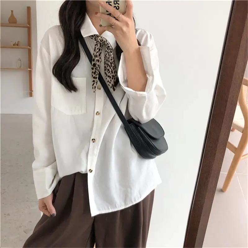 

Casual Solid Color Shirt Women's Shirts Lady Kawaii Vintage Female Punk Harajuku Tunic For Women Retro Korean Clothing Ins Chic