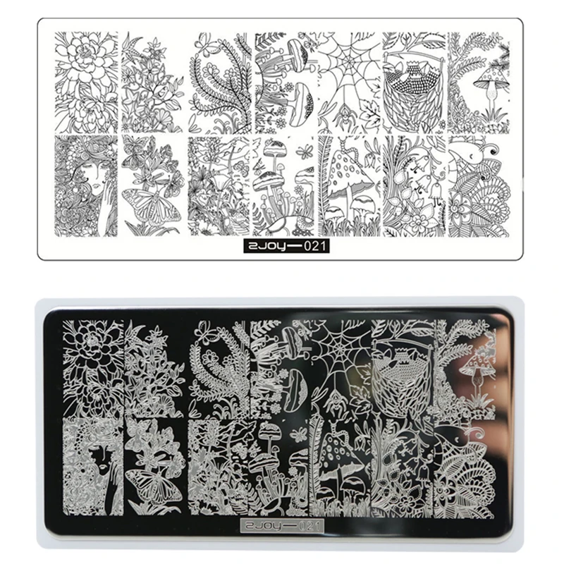 

ZJOY 021 Flower Manicure Nail Stamping Plates Creative Image 3D Stamp Template Plates For Home DIY Stempel