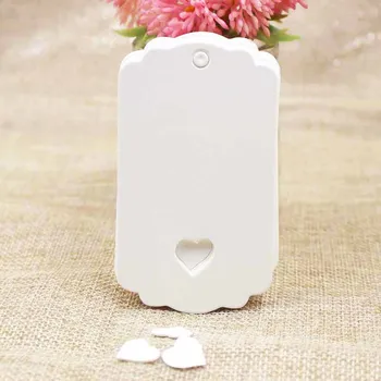 

200pcs white pure Gift tags DIY Wedding Favour wishing card with hollow heart baby birthday favor Blank Cards lable hang tag