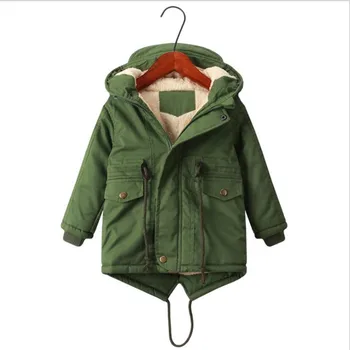 

New autumn and winter children's clothing boys and children plus velvet thick warm swallowtail coat windbreaker