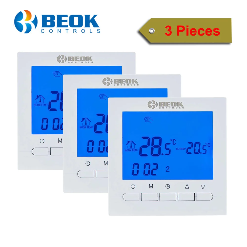 Beok комплект из 3 предметов BOT-313W Programmble бытовой газовый котел бойлер водонагреватель термостат 220 ватт Электрический терморегулятор ЖК-дисплей Экран Температура контроллер