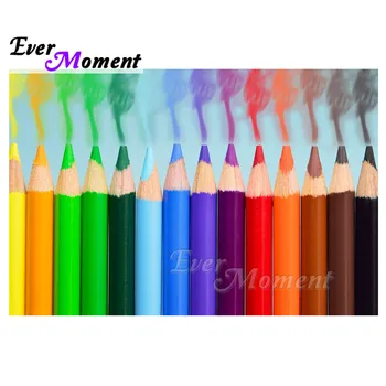

Ever Moment Diamond Painting Decoration For Home Colorful Pencil Cross Stitch Handmade Full Square Diamond Embroidery 3F735
