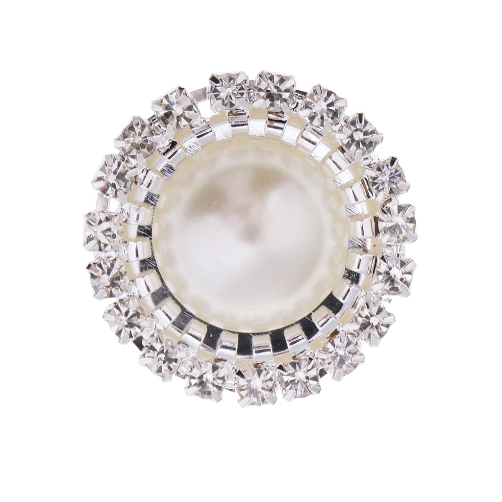 5/10 Pieces Rhinestone Pearl Button Flatback Cabochon Charms Jewelry Making Accessories for Wedding Party Decoration
