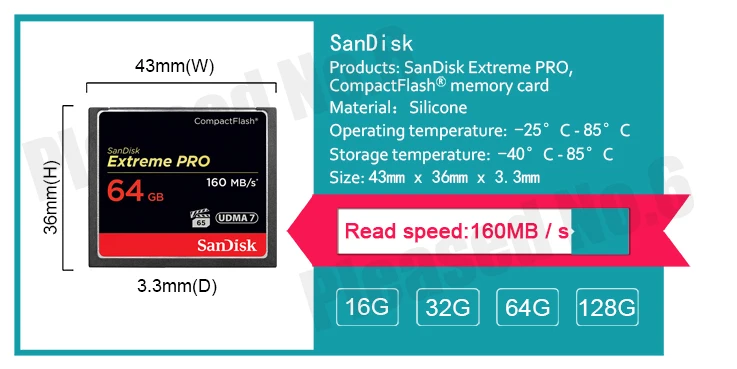 Sandisk Extreme Pro Compactflash карты памяти CF 64 Гб до 160 МБ/с./с. Скорость чтения для богатых 4 к и Full HD видео официальный Verificatio