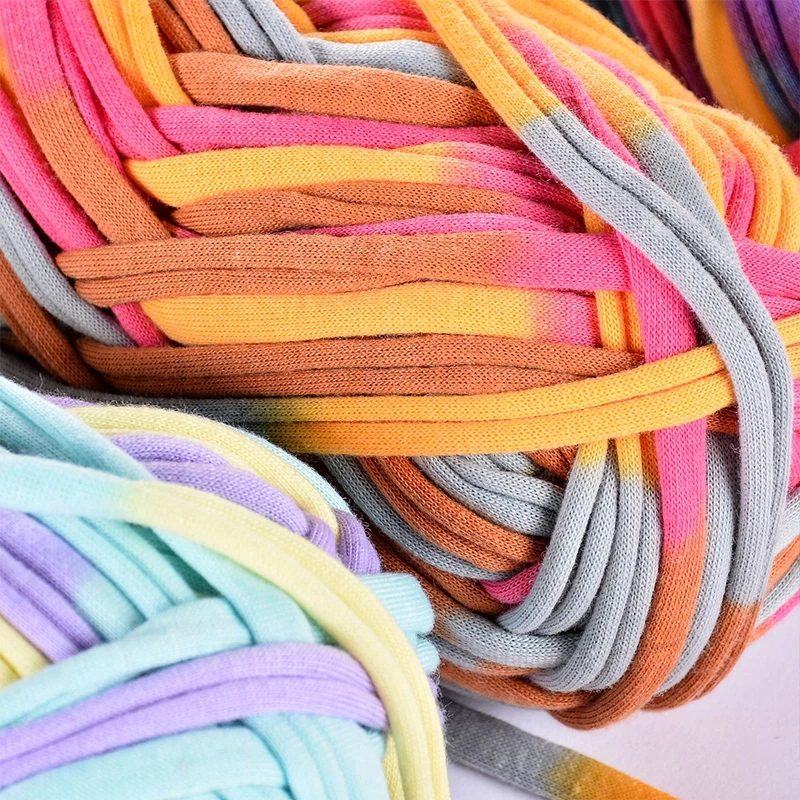 Толстая окрашенная пряжа из массивной ткани для одеял, мешков для вязания крючком, разноцветная хлопковая пряжа для вязания, аксессуары для зимних поделок, 100 г