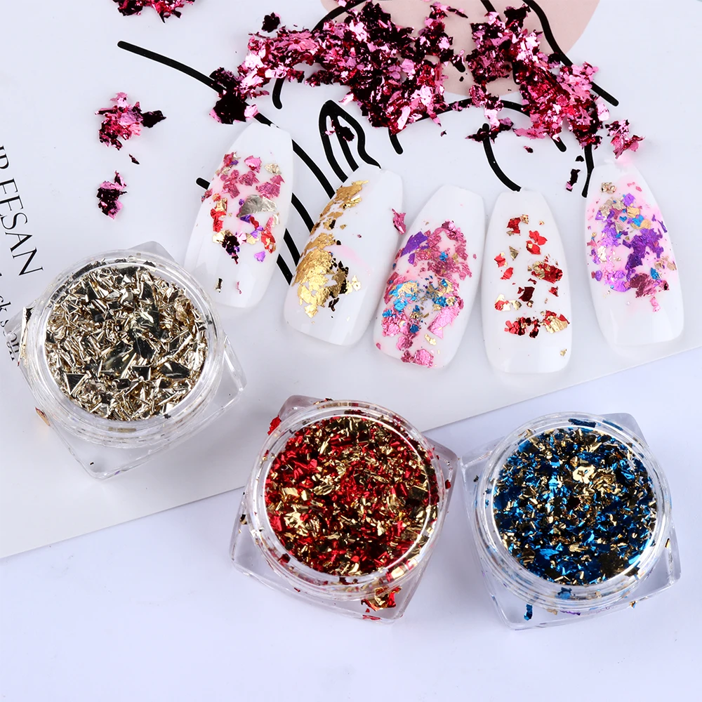 

6Color Double Sided Gold Foil Tin Flake Foil For Nail Art Sticker Decal Decoration Glitter Nail Foil Sticker Aluminum Foil Paper