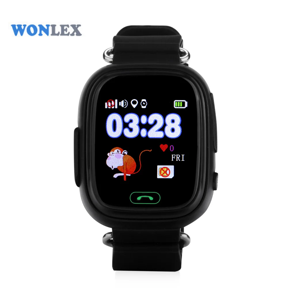 Wonlex GW100 Детские носимые устройства детские gps WiFi умные часы Позиционирование трекер дети SOS анти-потеря мобильный телефон смарт часы - Цвет: GW100-Black